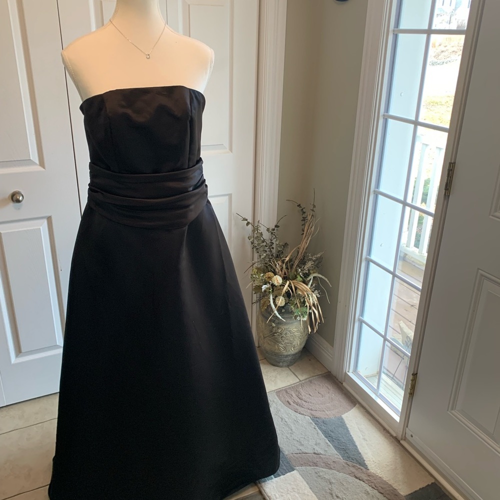Bill Levkoff Black Strapless Cocktail Gown